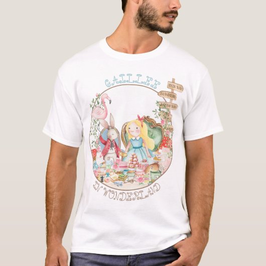 Alice Adventures in Woderland Verjaardags Tea Part T-shirt (Voorkant)