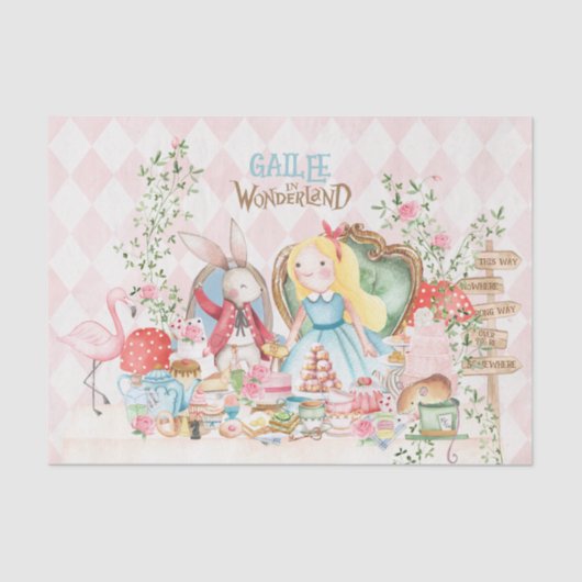 Alice Adventures in Woderland Verjaardags Tea Part Tissuepapier (Voorkant)