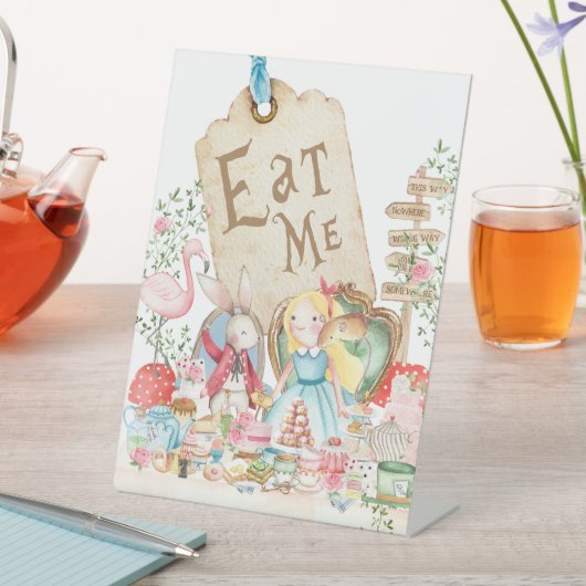 Alice Adventures in Woderland Verjaardagsthee Eet  Reclamebord Met Voetstuk (Insitu)