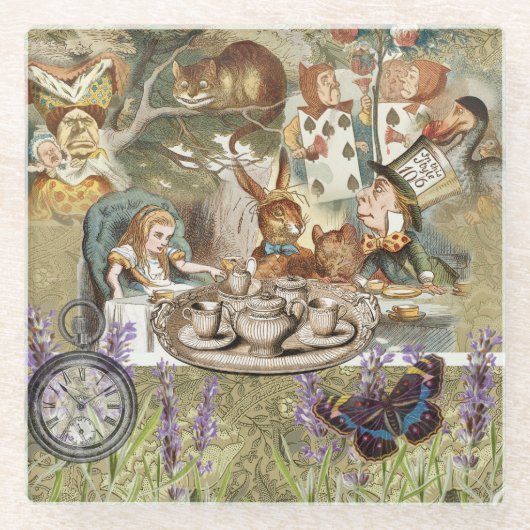 Alice Adventures in Wonderland Mad Tea Party Glazen Onderzetter (Voorkant)