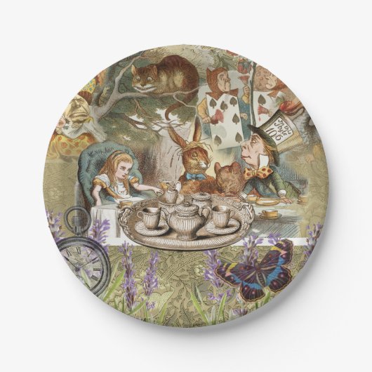 Alice Adventures in Wonderland Mad Tea Party Papieren Bordje (Voorkant)