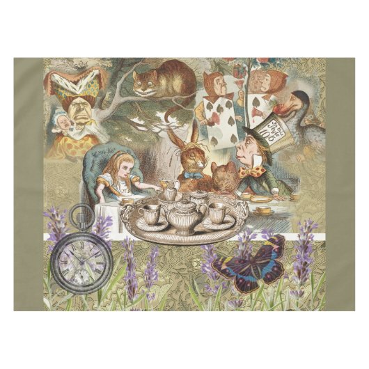Alice Adventures in Wonderland Mad Tea Party Tafelkleed (Voorkant (Horizontaal))
