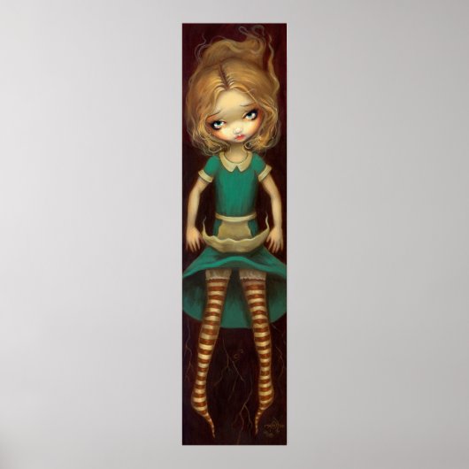 Alice afbuigende alice in wonderland Art Print (Voorkant)