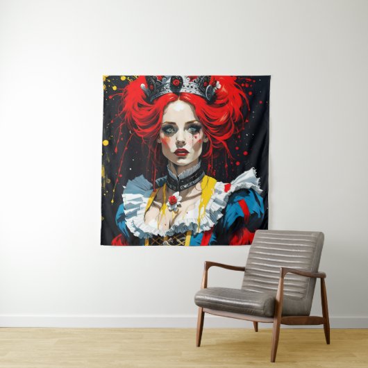 Alice als de Rode Koningin Wandkleed (In situ)