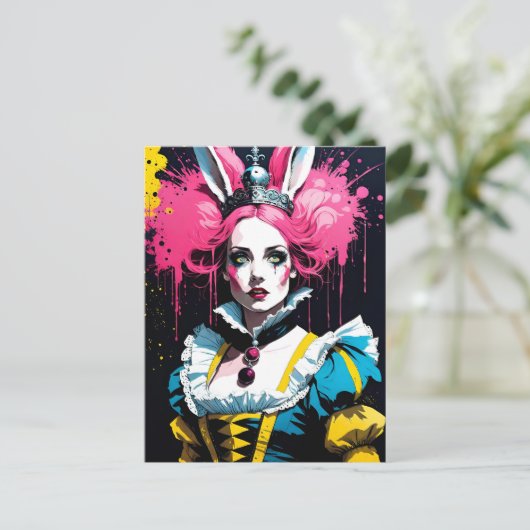 Alice als het konijn met roze haar briefkaart (Staand voorkant)