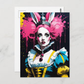 Alice als het konijn met roze haar briefkaart (Voorkant / Achterkant)