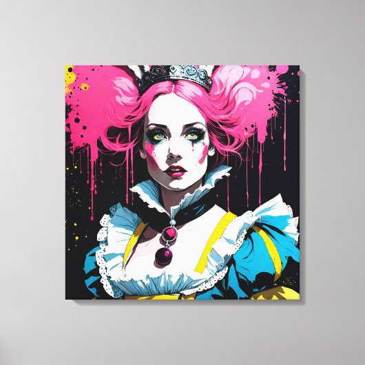 Alice als het konijn met roze haar canvas afdruk (Voorkant)