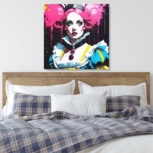 Alice als het konijn met roze haar canvas afdruk (Insitu (Slaapkamer))