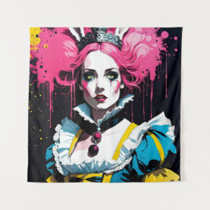 Alice als het konijn met roze haar wandkleed