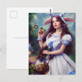 Alice als konijn Steampunk Briefkaart (Voorkant / Achterkant)