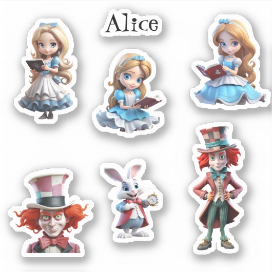 Alice and Friends Custom-Cut Vinyl Stickers (Voorkant)