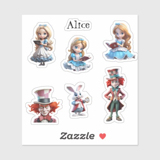 Alice and Friends Custom-Cut Vinyl Stickers (Vel)