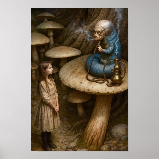 Alice And Hookah Smoking Caterpillar Poster (Voorkant)