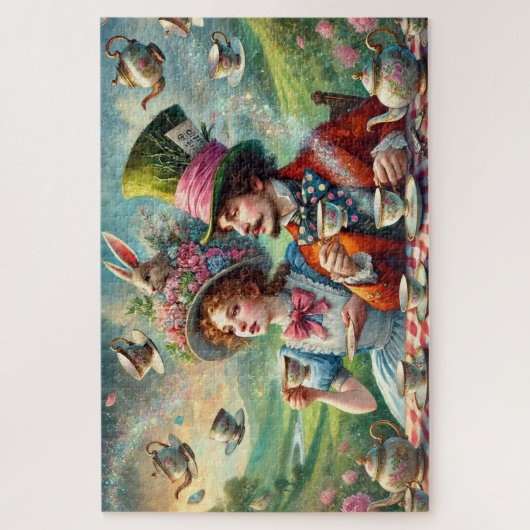 Alice and Mad Hatter Whimsical Wonderland Tea Legpuzzel (Verticaal)