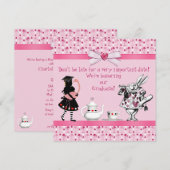Alice and Pink Flamingos Graduation Party Kaart (Voorkant / Achterkant)