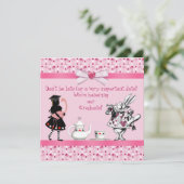 Alice and Pink Flamingos Graduation Party Kaart (Staand voorkant)