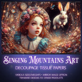 Alice and Rabbit Whimsical Whirlwind Decoupage Tissuepapier