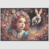 Alice and Rabbit Whimsical Whirlwind Decoupage Tissuepapier (Voorkant)