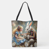 Alice and Rabbit Wonderland Fantasy Art Tote Bag (Achterkant)