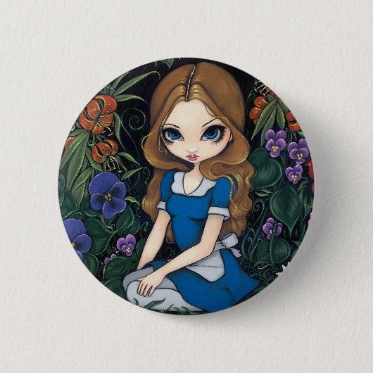 "Alice and the Flowers" Button (Voorkant)