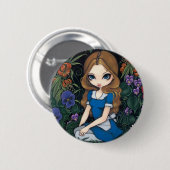 "Alice and the Flowers" Button (Voorkant /achterkant)