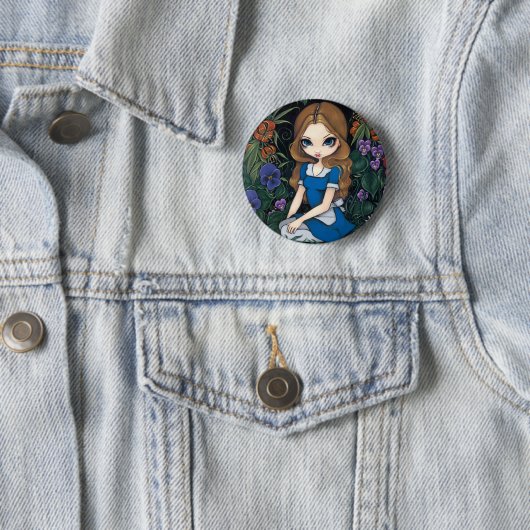 "Alice and the Flowers" Button (In situ)