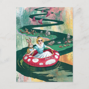 Alice and the Rabbit retro collage art Briefkaart