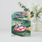 Alice and the Rabbit retro collage art Briefkaart (Staand voorkant)