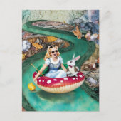 Alice and the White Rabbit retro collage art Briefkaart (Voorkant)
