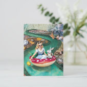 Alice and the White Rabbit retro collage art Briefkaart (Staand voorkant)