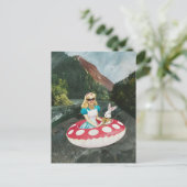 Alice and the White Rabbit retro collage art Briefkaart (Staand voorkant)