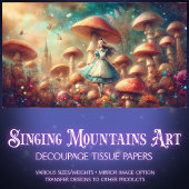 Alice and Whimsical Mushrooms Wonderland Decoupage Tissuepapier