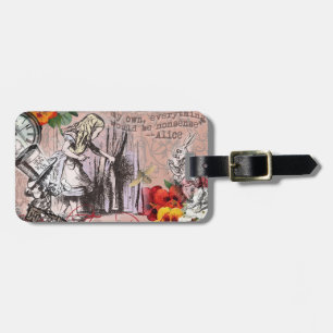 alice art adventures illustratie wonderland bagagelabel