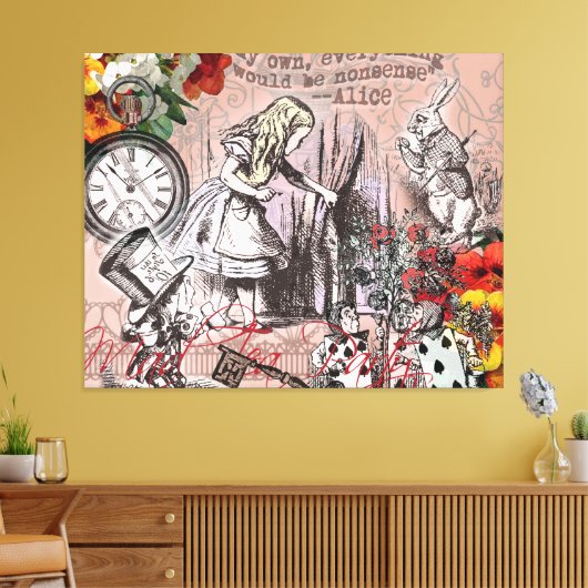 alice art adventures illustratie wonderland canvas afdruk (Insitu (Woonkamer))