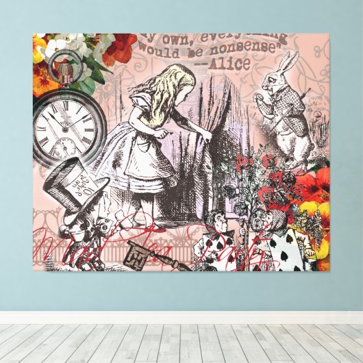 alice art adventures illustratie wonderland canvas afdruk (Insitu (Houten vloer))