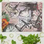 alice art adventures illustratie wonderland theedoek (Gevouwen)