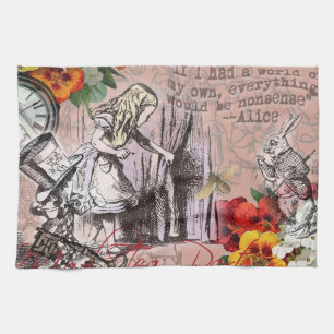 alice art adventures illustratie wonderland theedoek