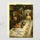 Alice At Mad Hatter Tea Party Template Kaart (Voorkant / Achterkant)