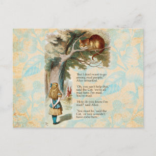 Alice Avonturen in Wonderland Cheshire Cat Briefkaart