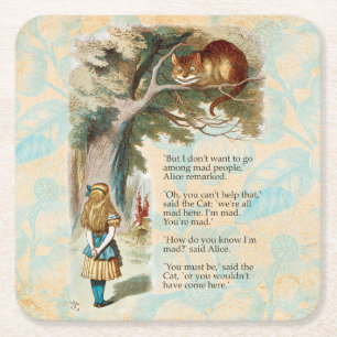 Alice Avonturen in Wonderland Cheshire Cat Kartonnen Onderzetters