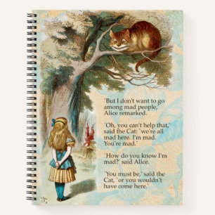 Alice Avonturen in Wonderland Cheshire Cat Notitieboek