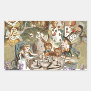 Alice Avonturen Klassieke Wonderland Theepartij Rechthoekige Sticker