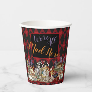 Alice Avonturen met Wonderland Gekke Cheshire Kat Papieren Bekers