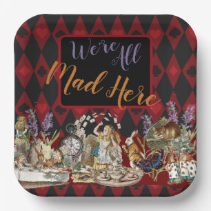 Alice Avonturen met Wonderland Gekke Cheshire Kat Papieren Bordje