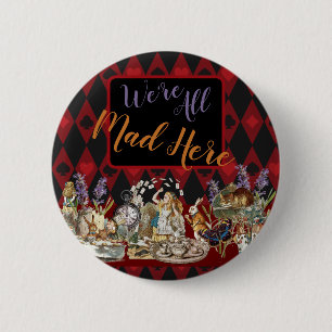 Alice Avonturen met Wonderland Gekke Cheshire Kat Ronde Button 5,7 Cm