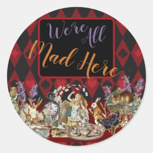 Alice Avonturen met Wonderland Gekke Cheshire Kat Ronde Sticker
