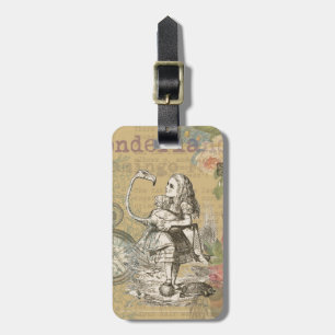 Alice Avonturen Wonderland Flamingo Klassieker Bagagelabel