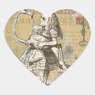 Alice Avonturen Wonderland Flamingo Klassieker Hart Sticker