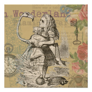 Alice Avonturen Wonderland Flamingo Klassieker Poster