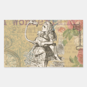 Alice Avonturen Wonderland Flamingo Klassieker Rechthoekige Sticker